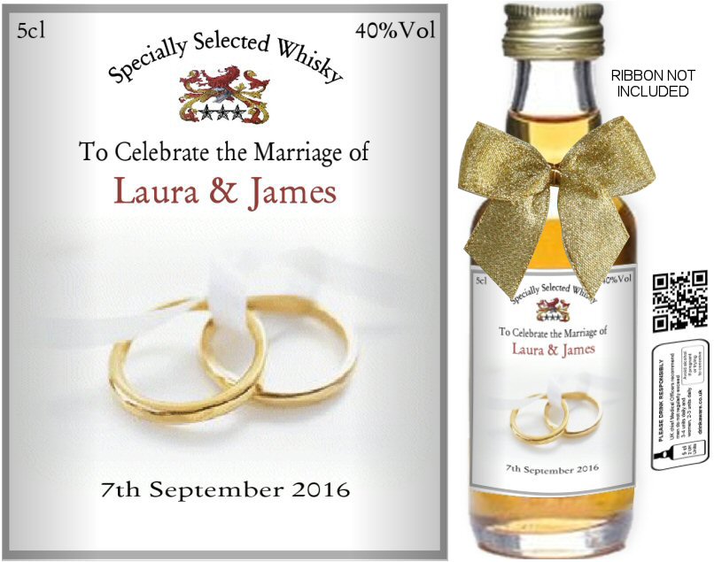 Personalised Alcohol Miniatures | Wedding Favour Label 03 - Click Image to Close